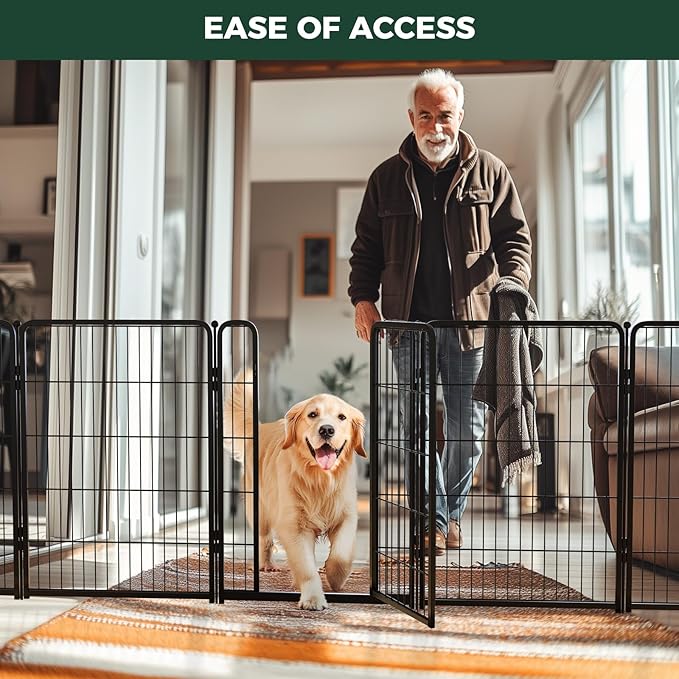 FXW Homeplus Unleashed Indoor Dog Playpen - Stress-Free and Safe Play, Heavy Duty 40 Inch 16 Panels Dog Pen for Medium and Large Dogs, Black│Patented