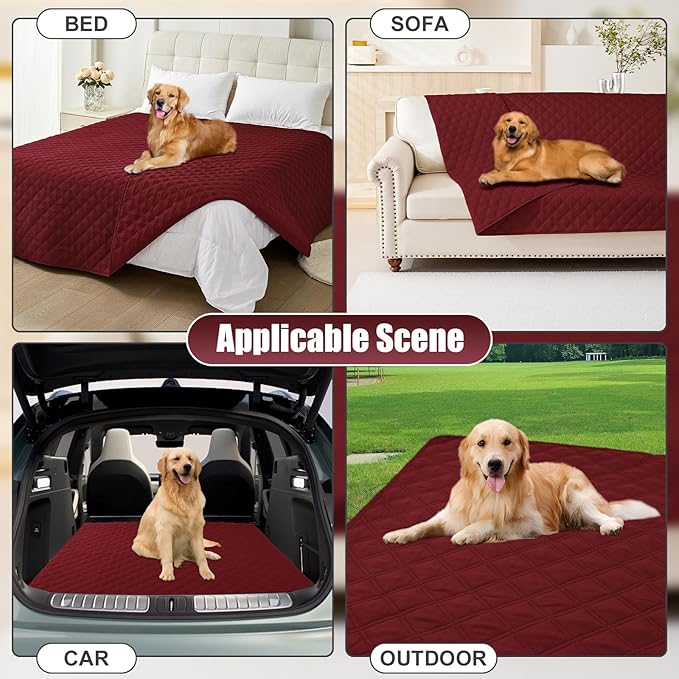 Smiry Waterproof Dog Blanket, Reversible Dog Bed Cover Pet Blanket, Soft Pet Couch Covers for Sofa Washable, Bed Couch Sofa Furniture Protector for Puppy Cat Kids (68"x82", Wine Red/Wine Red)