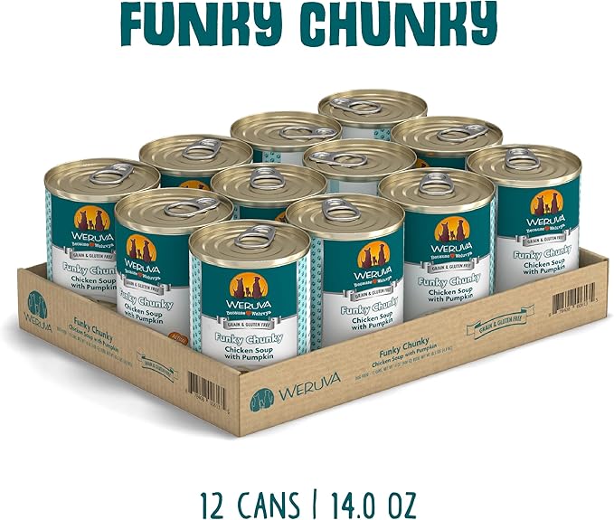 Weruva Classic Dog Food, Funky Chunky Chicken Soup with Chicken Breast & Pumpkin in Gravy, 14oz Can (Pack of 12)