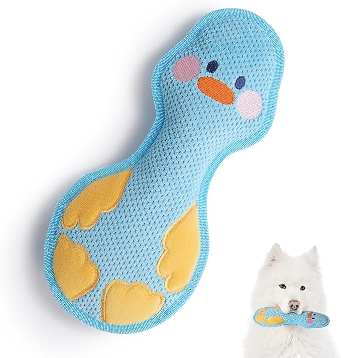 Nocciola Duck Squeaky Dog Toy, New 2025 Indestructible Dog Toy for Aggressive Chewers, Stuffed Toy with Two Tough Layers, Interactive Tug Training to Keep Them Busy, Blue