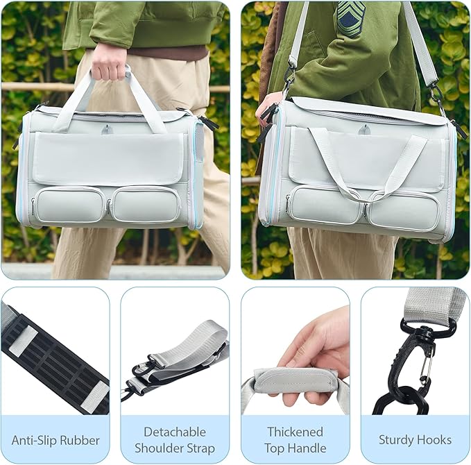 Cat, Dog Carrier for Pets up to 15 lbs, Soft-Sided Collapsible Pet Carrier with Upgraded Sturdy Base, Privacy Curtain and 2 Storage Bags, Cat Bag for Medium Cats and Small Dogs