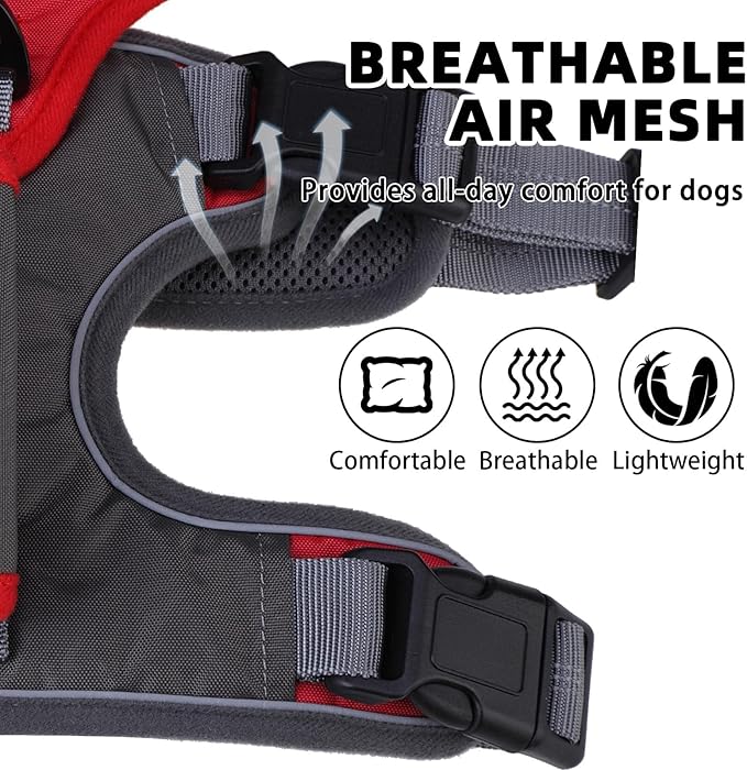 PUPTECK Escape Proof Dog Harness and Leash Set Upgraded No Pull Reflective Dog Vest with Lift Handle, Easy Control Pet Harness for Medium Large Dogs Training Walking Running