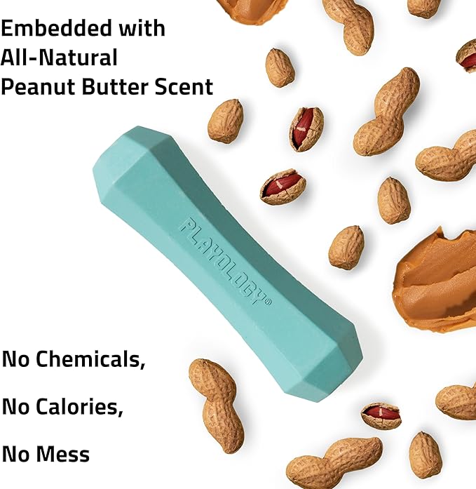 Playology Dog Toys | Durable Squeaky Chew Stick for Dogs | Jumbo Peanut Butter Scented Toy - Easy to Clean and Made from Non Toxic Materials