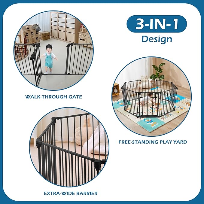 BalanceFrom Easy Walk-Thru Safety Gate for Doorways and Stairways with Auto-Close/Hold-Open Features, 29-Inch Tall, 205-Inch Wide, Graphite
