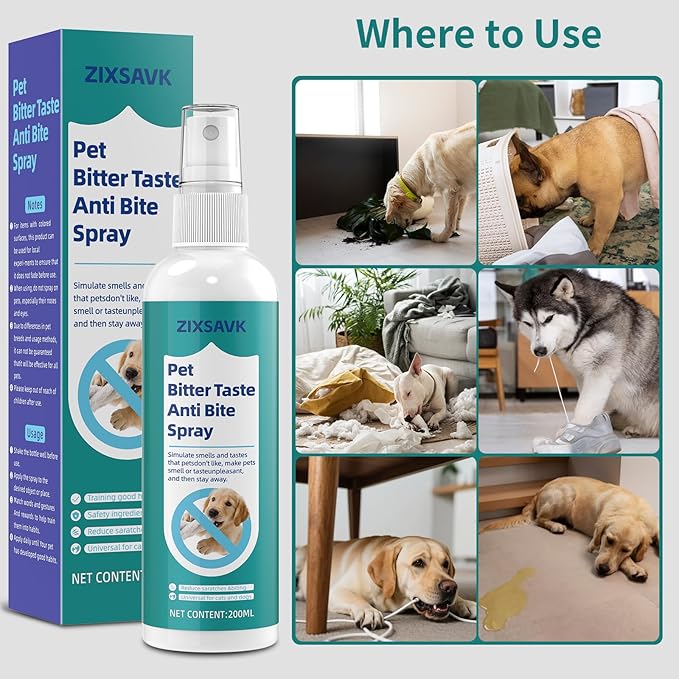 Bitter Apple Spray for Dogs - No Chew Spray for Dogs | Safe, Non-Toxic Chewing Deterrent | Stop Licking, Biting & Destructive Behavior | Training Aid(2 * 200ml)