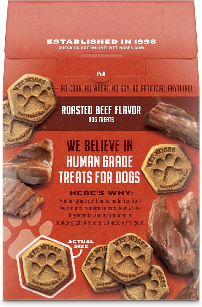 Organic Crunchy Dog Treats – for All Pet Sizes, Breeds – All-Natural Puppy Treat, Senior Dog Snack – 100% Human-Grade – Delicious Chews for Dogs - Crunchy Meaty Roasted Beef, 14 Oz (2 Pack)