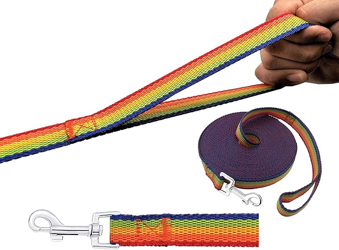 PETGOGO 15ft 20ft 30ft 40ft 50ft Long Dog/Puppy Lead Obedience Recall Training Dog Leashes for Small Medium Dogs Camping, Training, Play, or Backyard (40 FT, Rainbow)