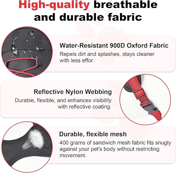 Dog Backpack Harness for Small and Medium Dogs, Adjustable Pet Bag with Detachable Backpack and Leash, Water-Resistant for Hiking, Travel and Walks, S