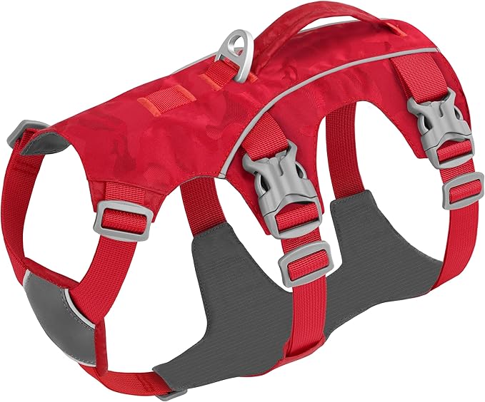 Escape Proof Dog Harness Small Sized Dog, Lightweight Full Body Pet Vest with Lift Handle & Leash Clip, Reflective Adjustable No Slip Dog Harness for Daily Walking(Red,Chest:16-27")