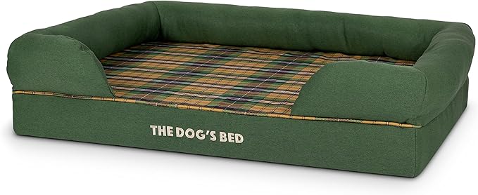 The Dog’s Bed, Large Green Tartan, Memory Foam, Pain Relief: Arthritis, Hip & Elbow Dysplasia, Post Surgery, Lameness, Supportive, Calming, Waterproof Washable Cover