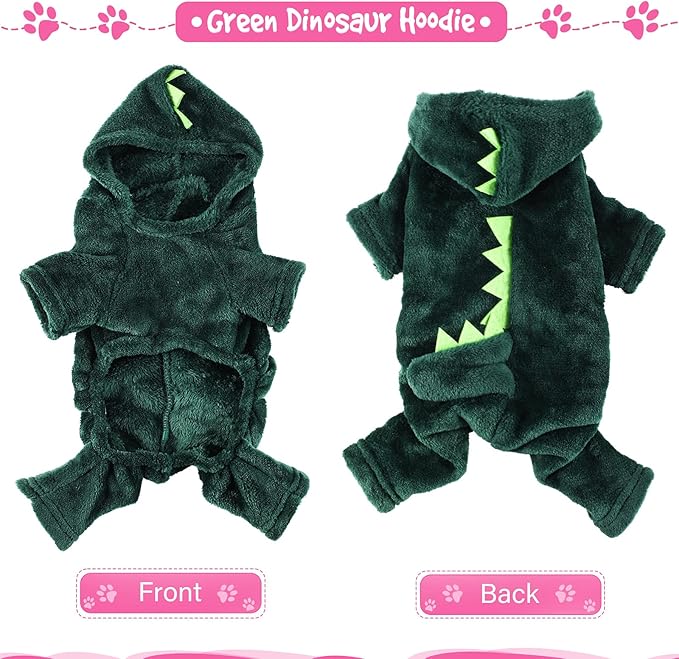 Queekay 2 Pieces Cute Dog Costume Halloween Cat Clothes Pink Pig PET Costume Design Dinosaur Clothing Puppy Outfits PET Hoodie Warm Dress up Clothes for Puppies and Kitten(Large)