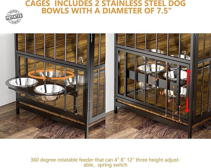 Heavy Duty Dog Crate Furniture for Large Dogs, Indoor Kennel Style Crate, Super Sturdy 41" Dog Cage Furniture for Home Use, Perfect for Living Room, Bedroom
