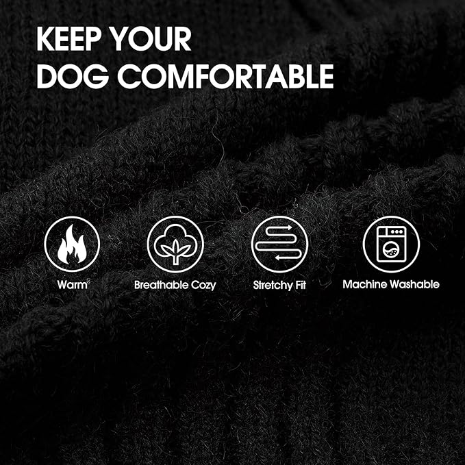 IECOii XXXL Dog Sweater,Warm Dog Sweaters for Extra Large Dogs Girl Boy,Stretchy & Cozy,Turtleneck Knitted Pullover for Pet Wear On Holiday,Easy On Doggy Sweatshirt for Labrador (Black,XXXL)