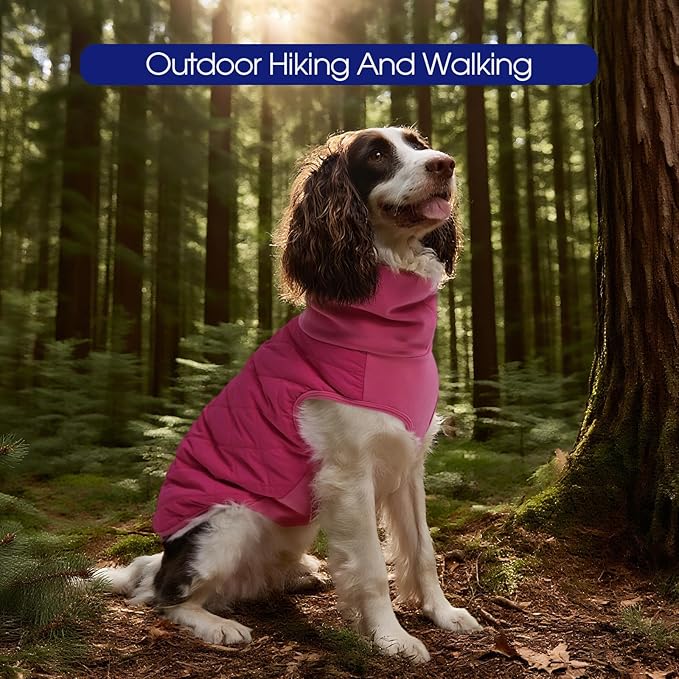 FUAMEY Dog Fleece Jacket for Meduim Dogs,Dog Winter Vest Lightweight Dogs Coat Pullover Breathable Pet Turtleneck Jackets Windproof Water Resistant Vests Warm Puppy Snowsuit Pink M