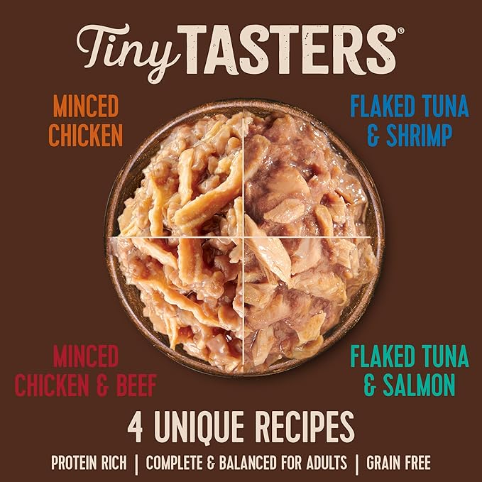 Wellness CORE Tiny Tasters Adult Wet Cat Food, Natural, Protein-Rich, Grain Free, 1.75-Ounce Pouch, 12 Pack, (Seafood & Poultry Variety Pack)