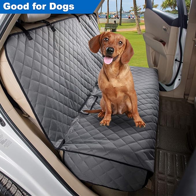 Bench Car Seat Cover Protector - Waterproof, Heavy-Duty and Nonslip Pet Car Seat Cover for Dogs with Universal Size Fits for Vehicles, Trucks & SUVs(Grey)