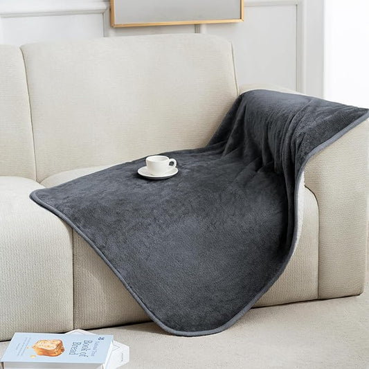 gogobunny Waterproof Pet Blanket for Small Dogs and Cats, Reversible Sherpa Fleece Soft Plush Throw for Couch Protection, Washable Furniture Protector (Dark Grey, 30x40 inches)
