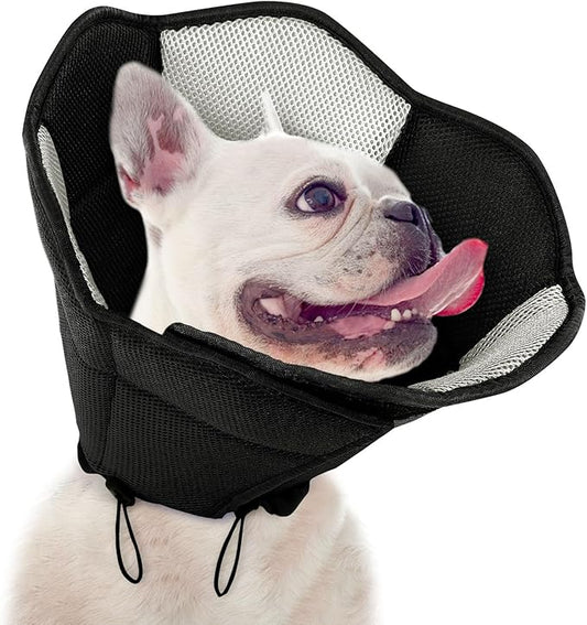 SUNFURA Dog Cone - Soft Cone for Dogs to Stop Licking, Pet E-Collar Alternative After Surgery, Adjustable Pet Recovery Collar for Wound Healing, Black Medium