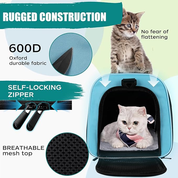 Top tasta Dog Cat Carrier Pet Carriers for Small Medium Large Cats Dogs Carrier Soft Sided Small Puppy Dog Carrier Portable Foldable Airline Approved Dog Cat Travel Carrier Blue Medium