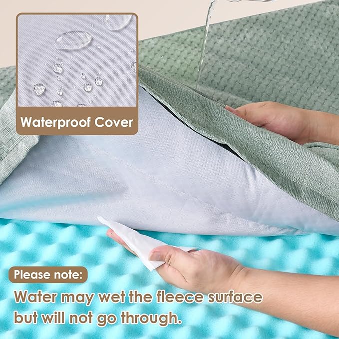 EHEYCIGA Memory Foam Dog Bed XXL, Giant Dog Bed Orthopedic with Washable Removable Cover, Waterproof Pet Bed Couch for Jumbo Dogs, 48x36x7 Inches, Greyish Green