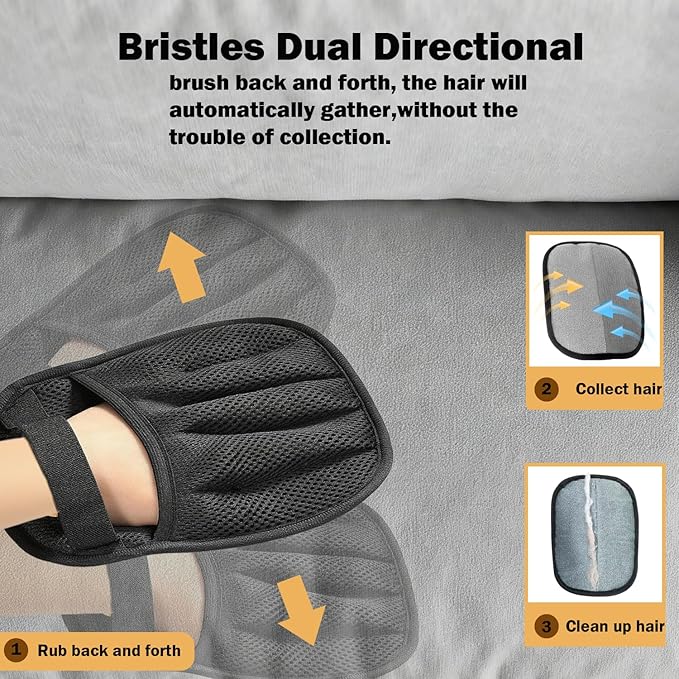 Pet Hair Removal Glove with Electrostatic Technology, Pet Hair Gloves for Dogs and Cats, Washable Pet Hair Remover Tool for Sofas, Carpets, Car Seats and Bedding