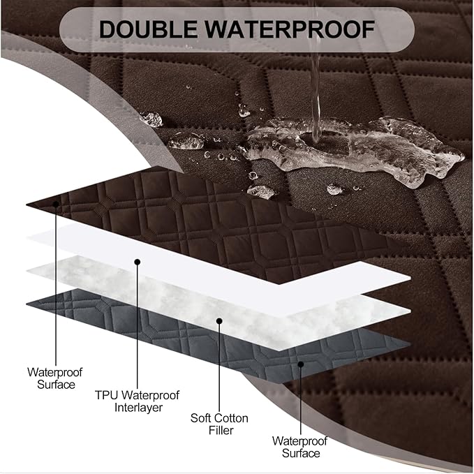 Smiry Waterproof Dog Blanket, 68x82 Inch Soft Pet Bed Cover Reversible, Washable Sofa Couch Furniture Protector for Small Medium Large Dog Puppy Cat, Chocolate/Dark Grey