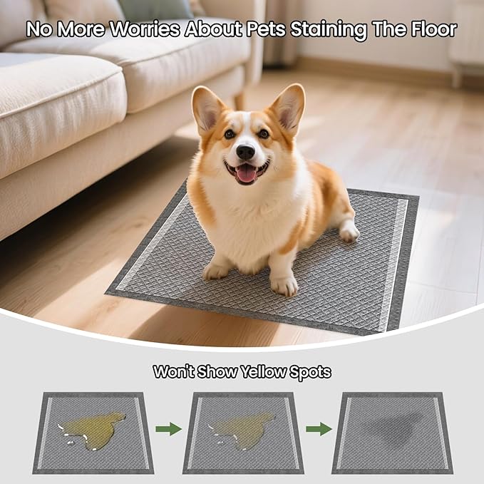 Charcoal Puppy Pads 100 Counts,22"x22" Dog Pee Pads Small Disposable Activated Carbon Super Absorbent Full Edge-Wrapping Pee Pads Odor-Control Training Pads for Doggie Cats Rabbits