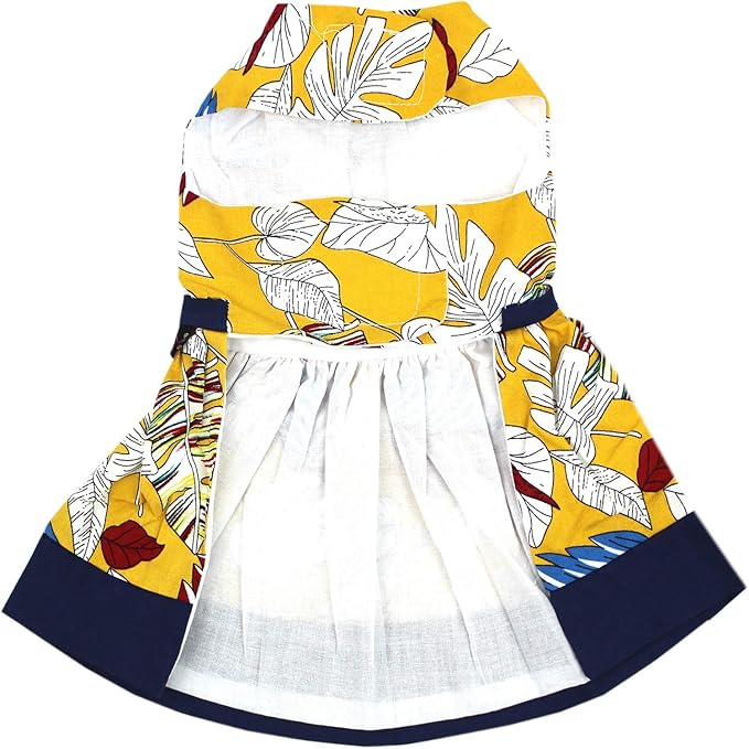 Parisian Pet Dog Dress Tribal Leaves Summer Clothes Outfit for Girl Puppy, Dogs and Cats, 3XL