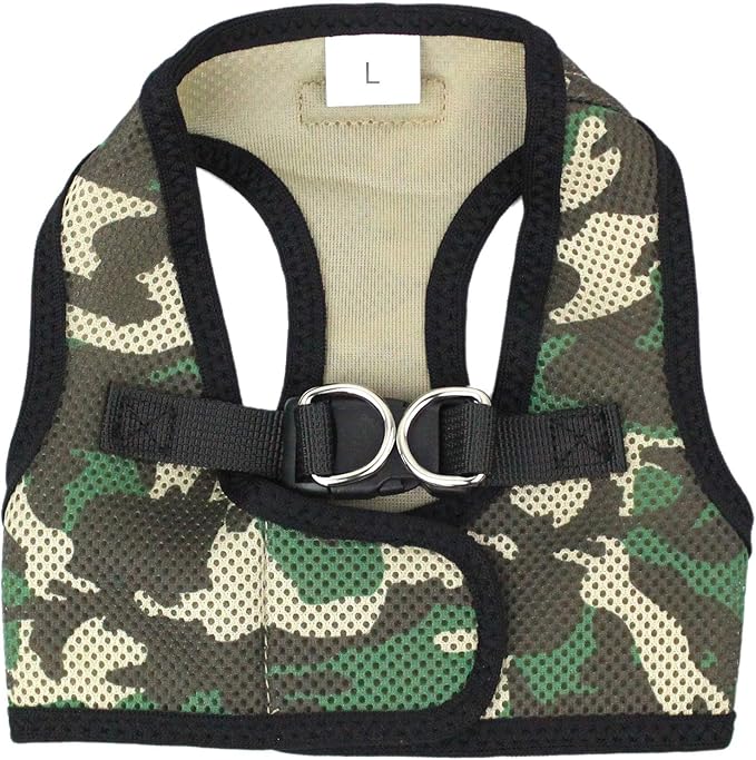 Parisian Pet Step in Dog Harness - Adjustable Freedom Harness - Green Camo Dog Vest Harness - 100% Mesh Fabric Cooling Dog Harness - Idle for Outdoor Adventures - Dog Harness Large Sized Dog - L