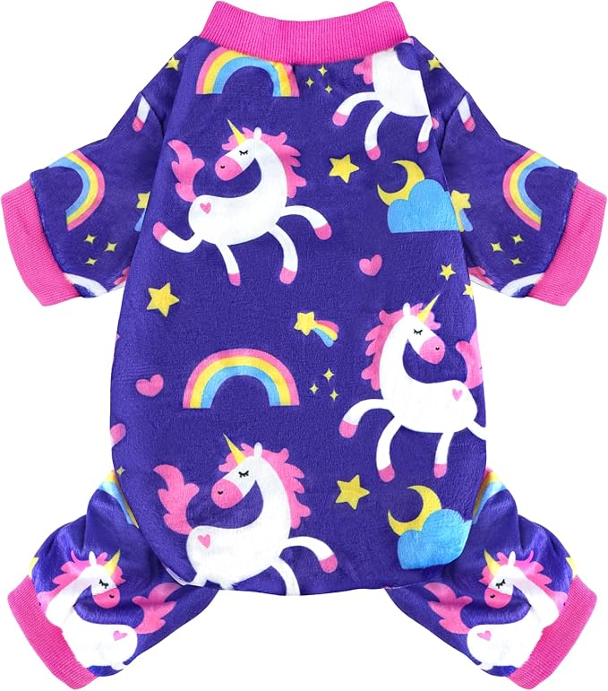 Dog Pajamas Soft Lightweight Dog Onesies Outfit Clothes for Small Medium Large Puppy Pjs for Pet Boys Girls Dogs Cats (XL (Back: 16",Chest: 20.8", Neck: 12"), Purple Unicorn)