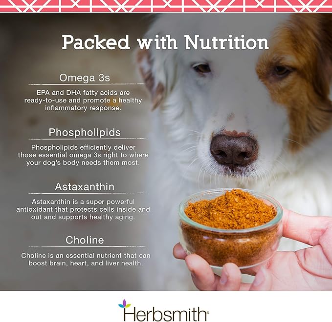 Herbsmith Pure Krill - Wild-Caught Antarctic Krill - Just 1 Ingredient - Astaxanthin for Dogs - Ready-to-Use Omega 3s – Alternative to Krill Oil for Dogs - 400g