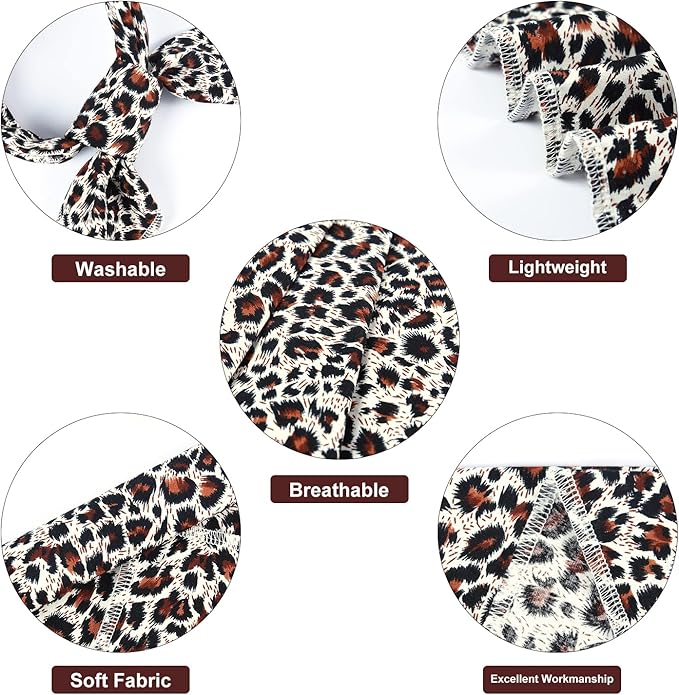 E-Clover Dog Bandanas Boy & Matching Scrunchie Set Leopard Dog Bandana Bibs Washable Kerchief Scarf for Medium Large Dogs & Owner