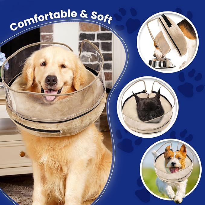 BARKLESS Dog Cone, Inflatable Dog Cone After Surgery for Large Breeds, Soft Surgery Collar with Enhanced Anti-Licking Guard Shield for Pets, Patented Protective Donut Collar