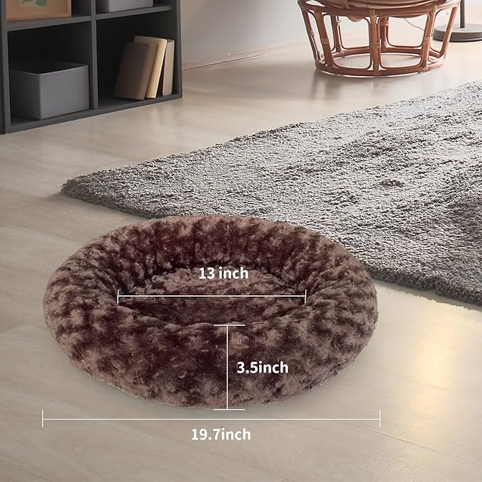 Heated Cat Beds for Indoor Cats Warming Cat Beds Super Soft Machine Washable Thermo Kitty Electric Heating Bed 19 Inches Round