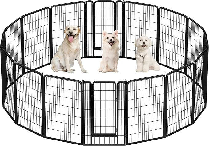 Yaheetech Dog Playpen Outdoor, 47 inch 16 Panels Dog Pen Indoor Heavy Duty Puppy Exercise Pen Metal Pet Fence for RV Camping/Yard/Garden