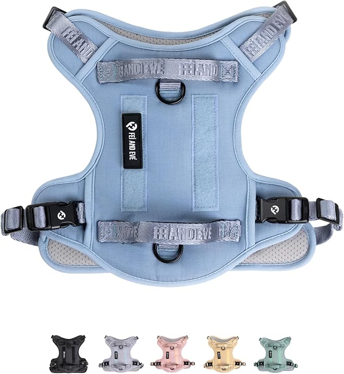 2025 New Edition, Fei & Eve Classic Dog Harness - Quick-Release Buckles | 3-Point No-Pull Control | Heavy-Duty 900D Nylon | Dual Safety Handles | Breathable Mesh | Adjustable Fit | Small,Blue
