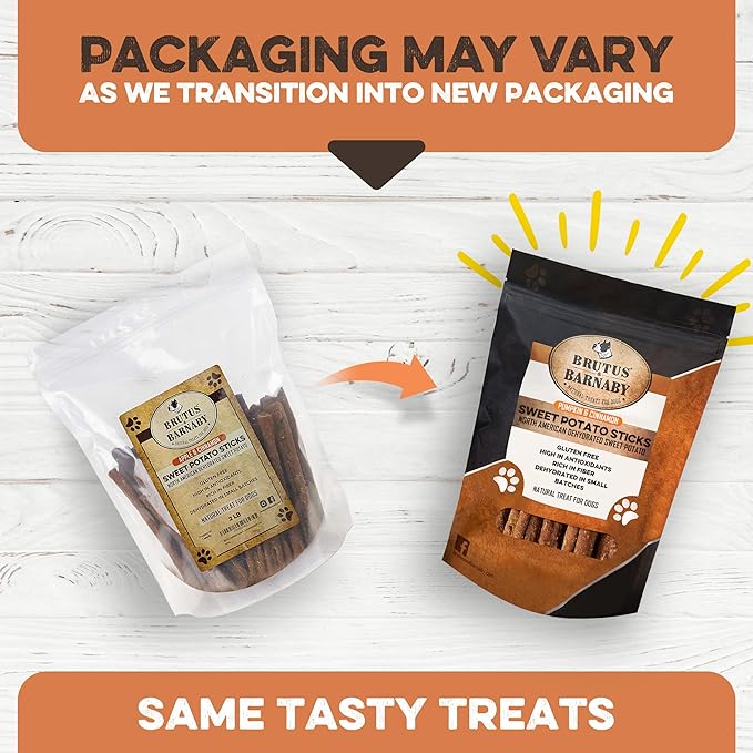 BRUTUS & BARNABY USA Sweet Potato Dog Treats - Grain Free, Cinnamon Pumpkin Crunchy Sticks are Great Tasting, Promotes Positive Dog Gut Health with Natural Anti-Diarrhea Properties,(2lb Bag)