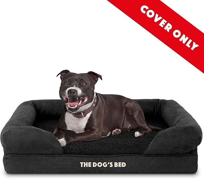 The Dog's Bed Replacement Outer Cover ONLY (Outer Cover ONLY - NO Bed, NO Waterproof Inner) for The Dog's Bed, Washable Plush Fabric, Medium (Black Plush)