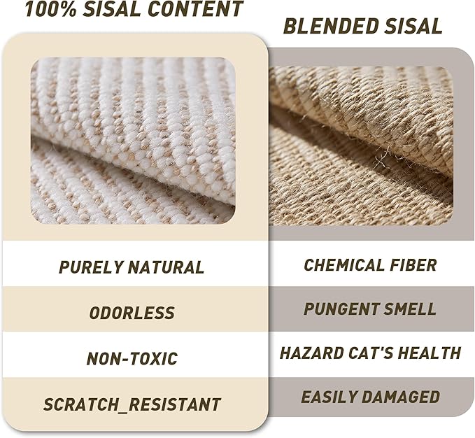 Sisal Cat Scratcher Lounger Bed for Large Indoor Cats – Wooden Cat Scratch Pad, Durable Recliner Chair, Stylish Fluffy Couch, 2-in-1 Scratcher & Lounger with Hammock (Large)