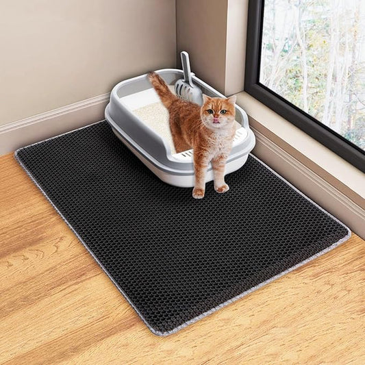 Cat Litter Mats Litter Trapping Mat,Cat Litter Box Mat for Floor 32"x22", 2 Layer Llitterbox Mat for Pet kitty,Litter Rug Catcher,Waterproof Urine Proof, Clean Easily, Collapsable, Medium