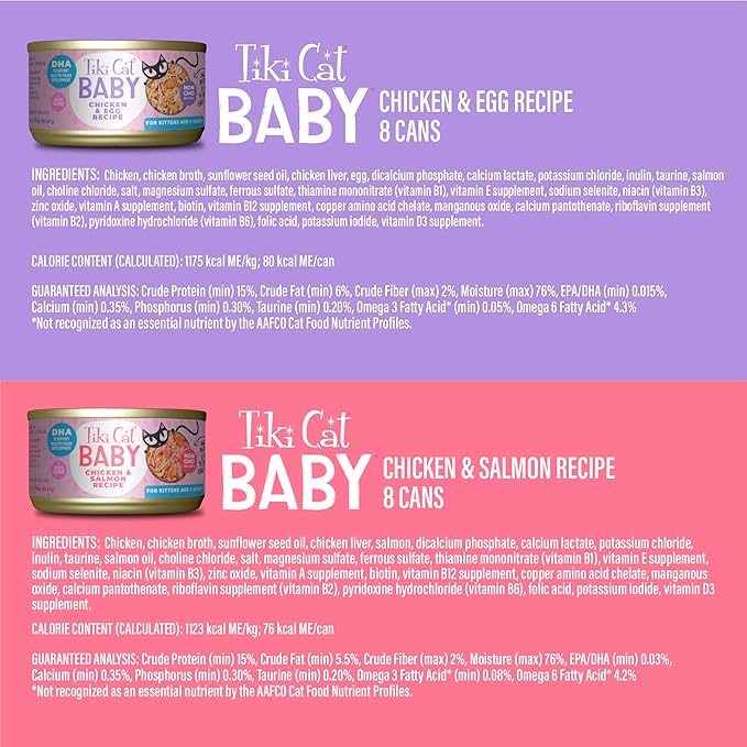 Tiki Cat Baby Favorites Whole Foods Wet Cat Food for Kittens Mega Pack, 2.4 oz. Can (24 Count)