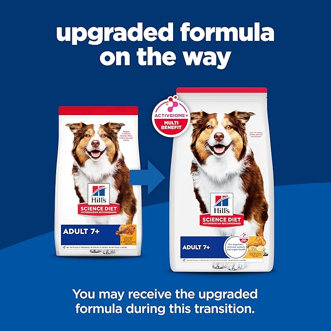 Hill's Science Diet Adult 7+, Senior Adult 7+ Premium Nutrition, Dry Dog Food, Chicken, Brown Rice, & Barley, 5 lb Bag