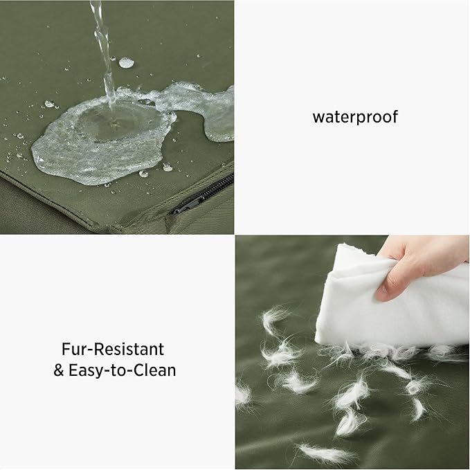 LE SURE Outdoor Waterproof Dog Crate Bed Large Sized Dog, Orthopedic Egg Crate Foam Pet Bed with Oxford Fabric Surface and Removable Washable Cover, Pet Mat 35''x22'', Green