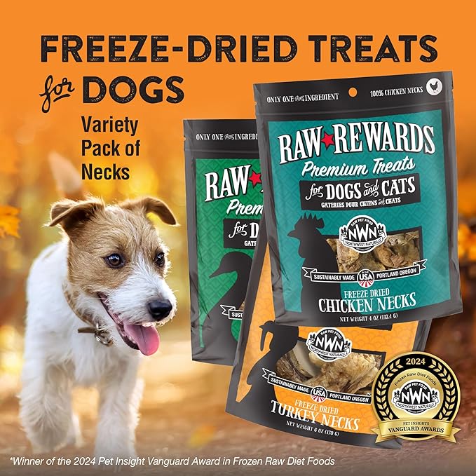Northwest Naturals Freeze-Dried Raw Rewards Variety Pack for Dogs & Cats - Duck (4 Oz), Chicken (5 Oz), Turkey (6 Oz) - Healthy, 1 Ingredient, Human Grade Ingredients, Natural, Made in USA (Pack of 3)