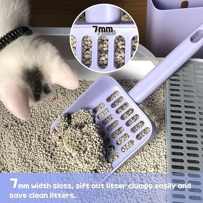 Kitty Litter Scoop, Cat Litter Scooper with Caddy, with Holder to Store cat Pooper Scooper After use, Sturdy ABS Material, Romantic and Cute Purple.…