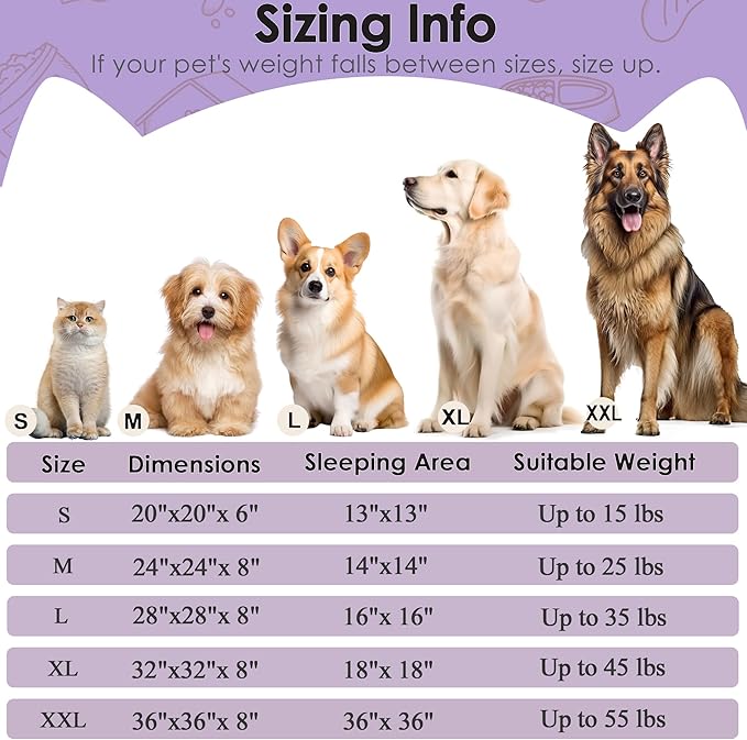 Extra Large Dog Beds, 36 Inch Human Dog Anxiety Relief Squishmallow Comfort Bed, Indestructible & Chew Proof Pet Beds (Purple)