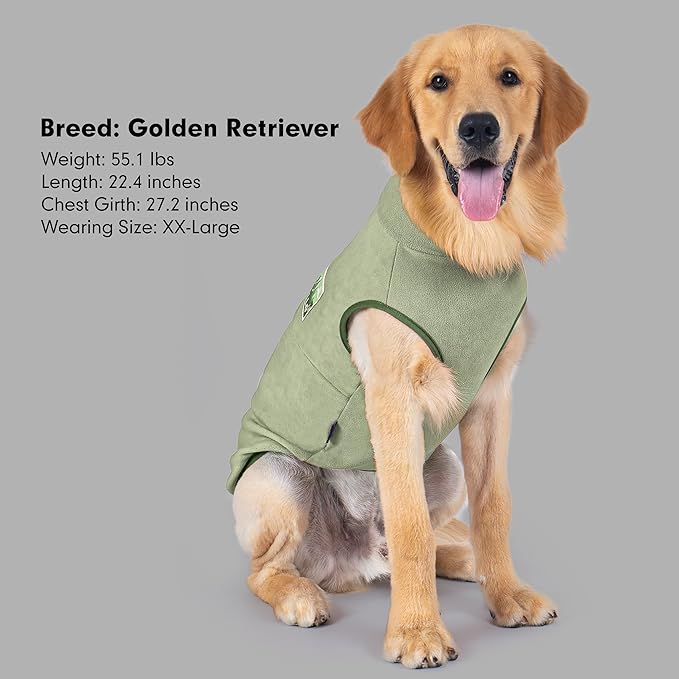 cyeollo 3XL Fleece Dog Sweater, Pullover Sweatshirt Stretchy Fleece Vest Warm Winter Fall Clothes for Large Dogs Boy Turtleneck Pet Apparel, Green XXXL