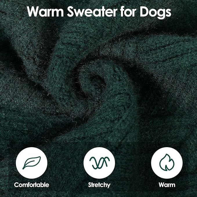 SUNFURA Dog Sweater Large Size Dog, XXL Pet Sweaters for Extra Large Dogs, Doggy Warm Turtleneck Christmas Sweatshirt Cold Weather Knit Pullover for Golden Retriever, Green XXL