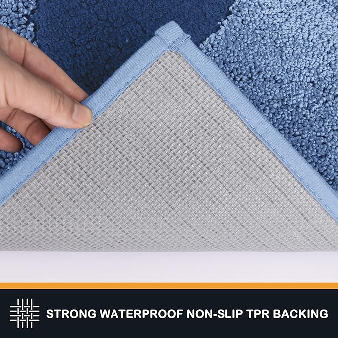 PURRUGS Dirt Trapping Door mat 33.5" x 59", Non-Skid/Slip Machine Washable Microfiber Entryway Rug, Dog Door Mat, Super Absorbent Welcome Mat for Muddy Wet Shoes and Paws, Light Blue