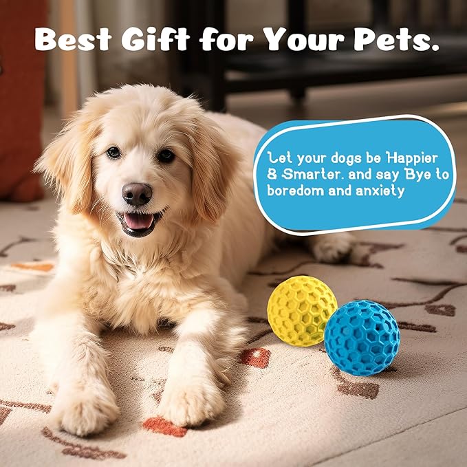 HIPPIH Indestructible Squeaky Dog Toys, Interactive Dog Balls 2 Pack, Dog Chew Toys for Aggressive Chewers, Natural Rubber Puppy Toys for Large/Medium Dogs, Tough Puppy Teething Toys, Relieve Anxiety